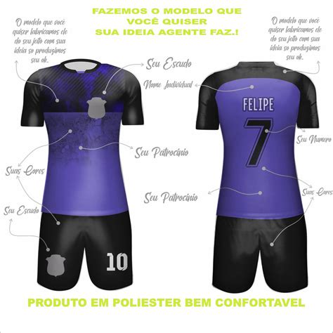 Kit Camisa E Cal O Futebol Personalizado Escudo Patrocinio