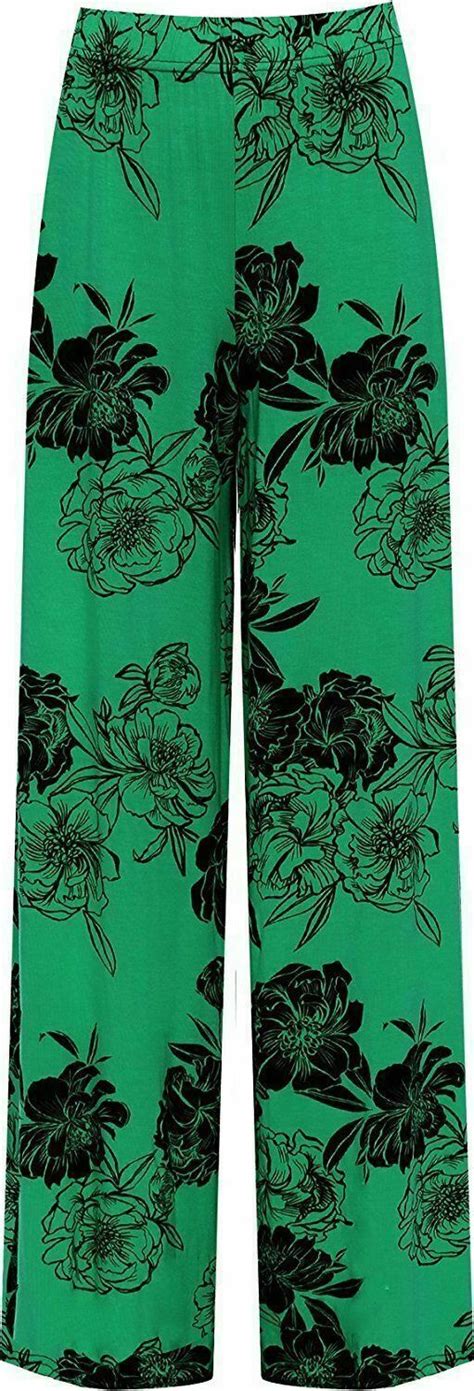 Womens Printed Palazzo Wide Leg Flared Ladies Trousers Pants Plus Size 8 26 Ebay