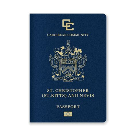 Saint Kitts and Nevis Passport Cover with Gold Emblem and Text 52111147