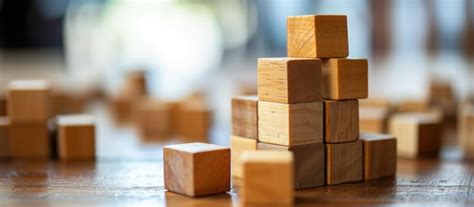 Premium Photo Wooden Building Blocks Used To Create A Kpi Or Key