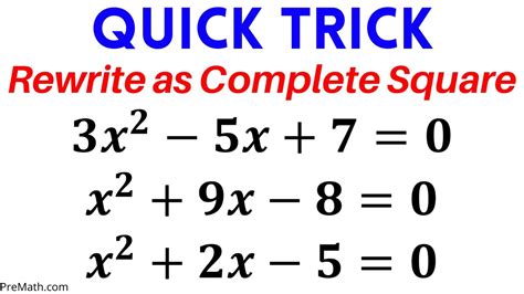 How To Rewrite Quadratic Equations As Complete Squares Quick And Easy Trick Youtube