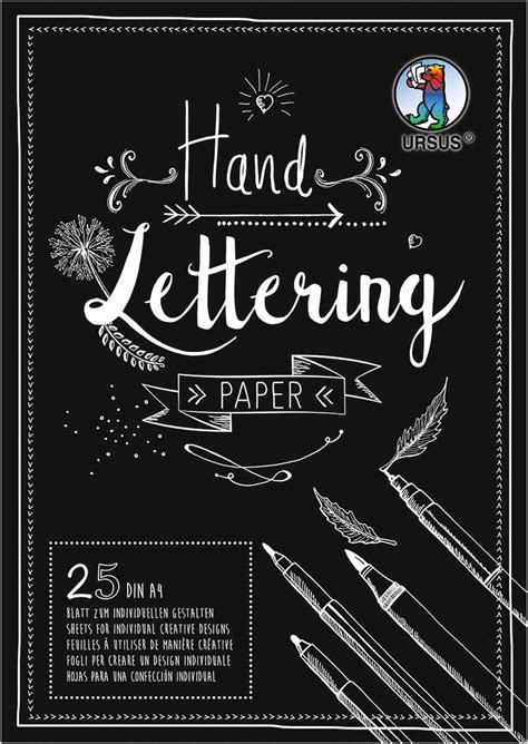 Ursus 24924690 Handlettering Paper Schwarz DIN A4 210 G Qm 25