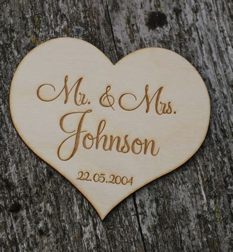 4 Engraved Wood Heart Engraved Wedding Heart Etsy