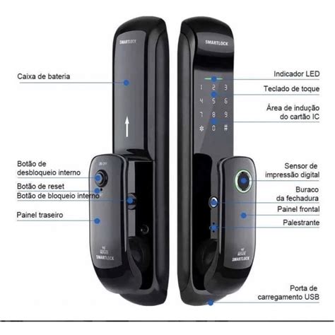 Fechadura Digital Inteligente Biometria App Tuya Smart Life Preto