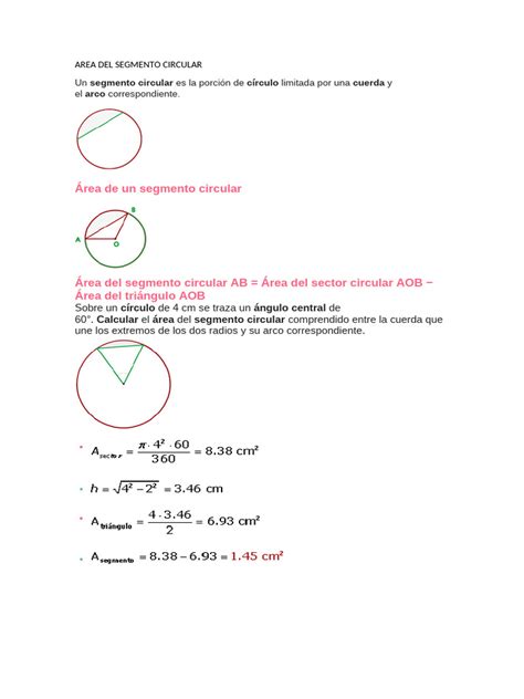 Area Do Segmento Circular - Área de un Segmento Circular | PDF