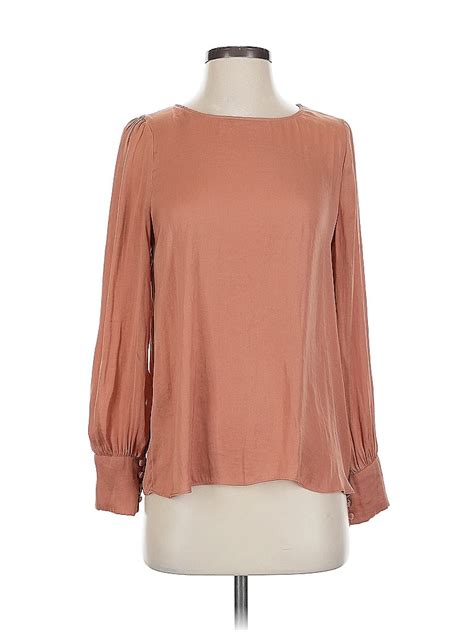 Naked Zebra Polyester Tan Long Sleeve Blouse Size S Off Thredup