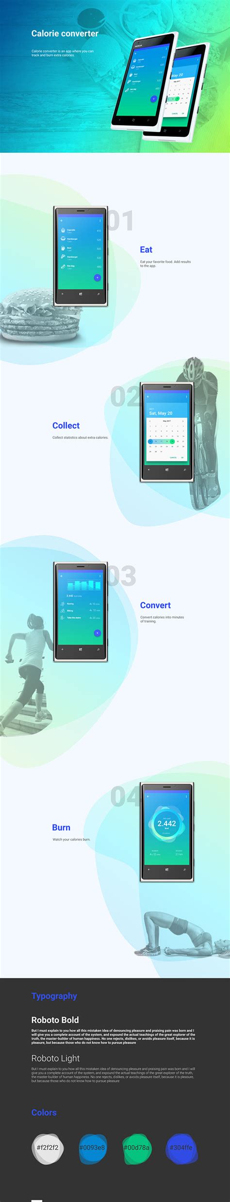 Calorie converter app on Behance