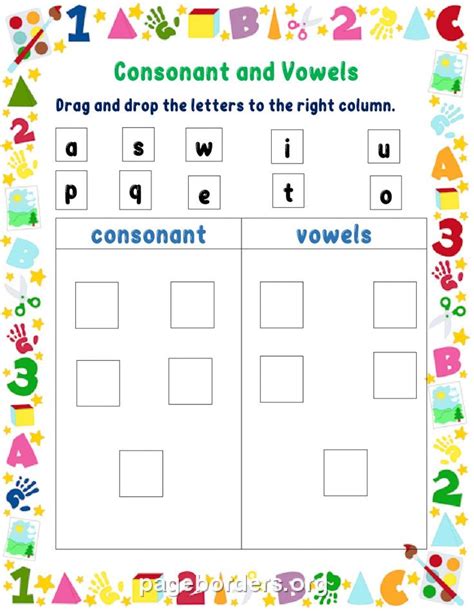 Consonants And Vowels Worksheet