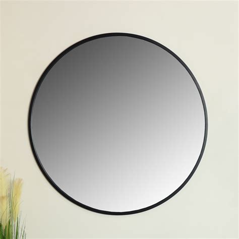 Extra Large Round Black Metal Framed Wall Mirror Vintage Industrial