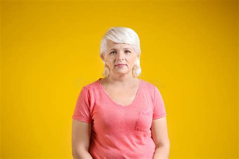 Portrait Of Mature Woman On Color Background Stock Photo Image Of Lifestyle Adorable 151258104