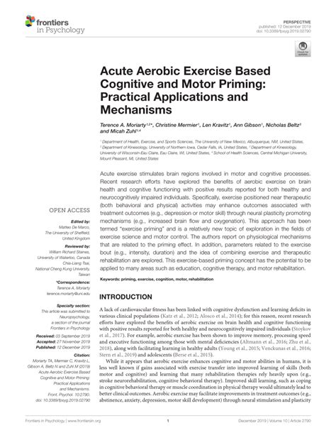 PDF Acute Aerobic Exercise Based Cognitive And Motor Priming