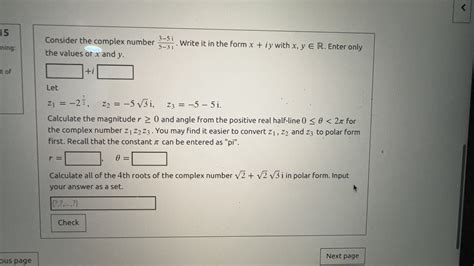Solved Consider the complex number 5−3i3−5i. Write it in the | Chegg.com
