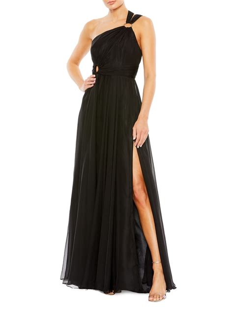 Mac Duggal Womens Ieena Strappy One Shoulder Gown In Black Modesens