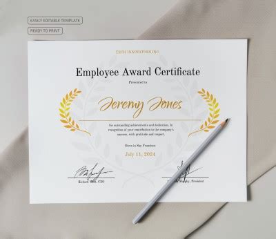 Free Employee Award Certificate Template in Google Docs and Microsoft ...