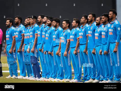 Indian team members sings national anthem at the start of the Asia Cup ...