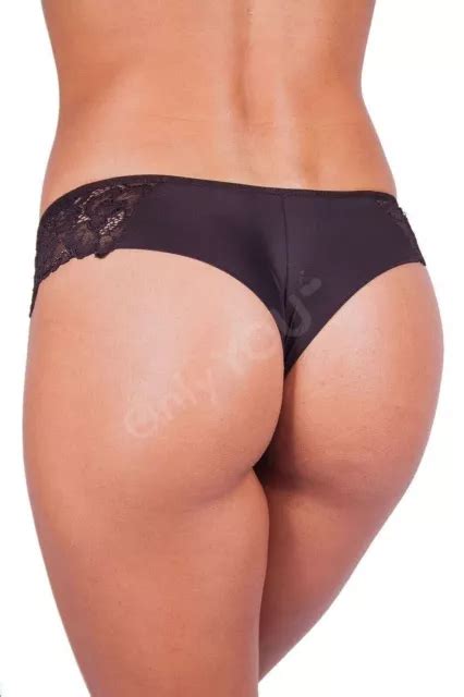 Intimo Sexy Donna Lusso Bikini Mutandine Nero Lingerie Pizzo Taglia S Uk Eur