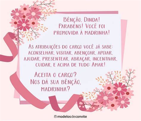 Convite Para Padrinhos De Batismo Modelos De Convite