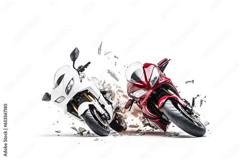 Realistic Set Up Photography Of A White Motorcycle Accident Violently