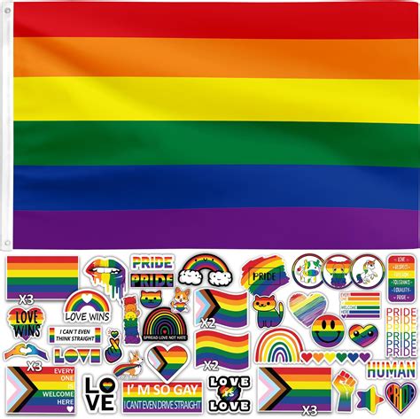 Amazon Rainbow Pride Flag And Sticker Pack Includes X Ft Gay Pride Flag And Unique