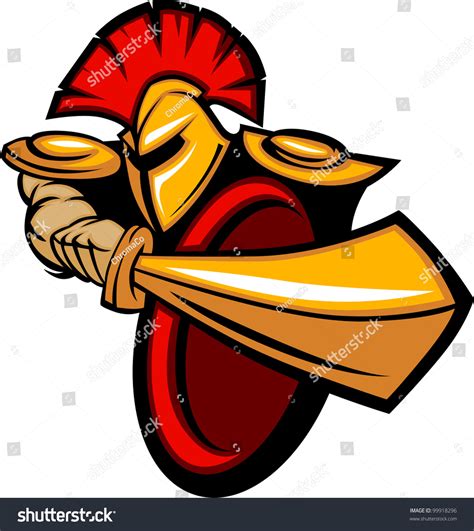 Greek Trojan Roman Soldier Mascot Holding Stock Vector 99918296