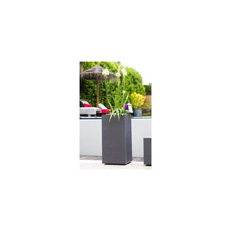 Eda Pot De Fleurs Haut Carré Graphit 39 5 X 39 5 X H 80 Cm 31 L