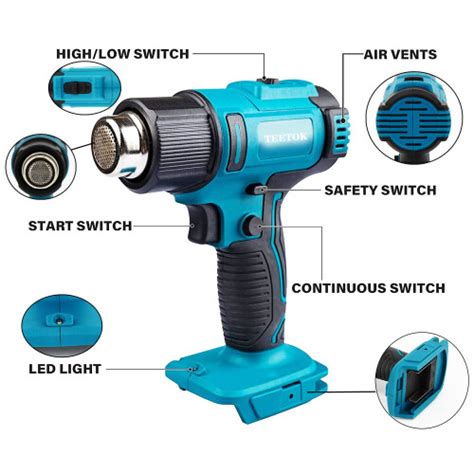 W Cordless Hot Air Heat Gun Xnozzles Makita Battery Compatible On Onbuy