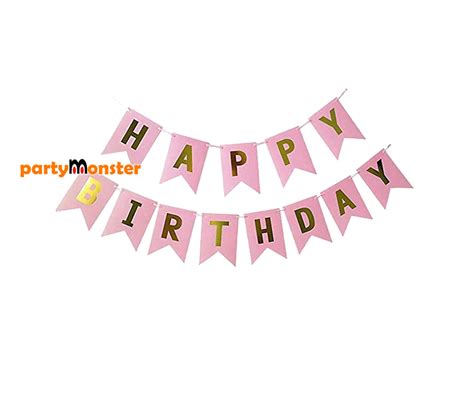 Happy Birthday Bunting - Pink - Best Birthday Party Organiser in Delhi NCR