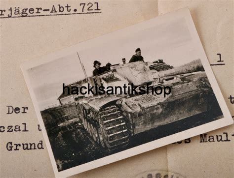 K1 Original WW2 Foto Panzerjäger Abt 721 Sturmgeschütz Langrohr