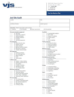 Fillable Online Job Site Audit Vjs Construction Services Fax Email