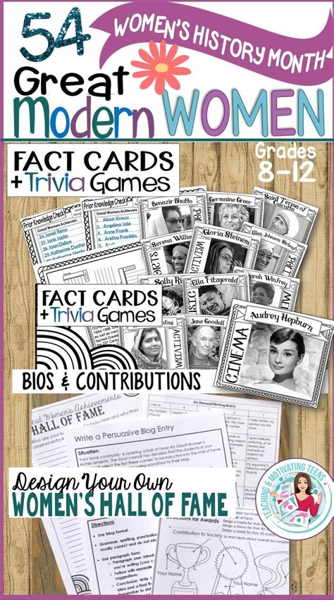 Womens History Month Fact Cards And Trivia Games