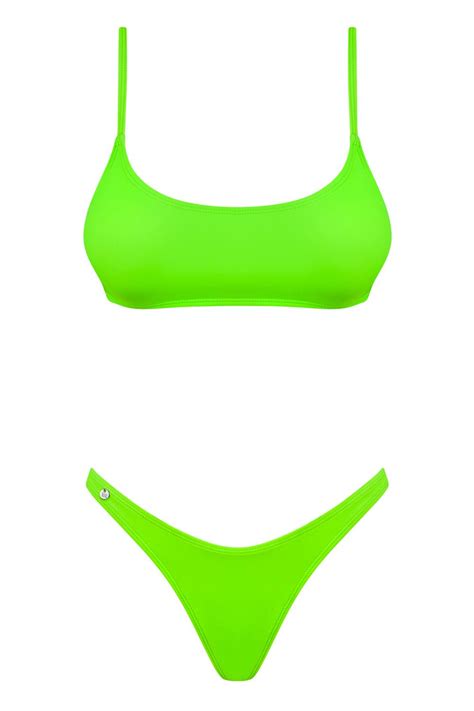 Bikini Mexico Beach neongrün Slips Strings BH Sets Dessous Shop