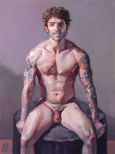 MIKE By Yaroslav Sobol Modern Impressionistic Figurative Oil Painting Of A Man Nude Male Model