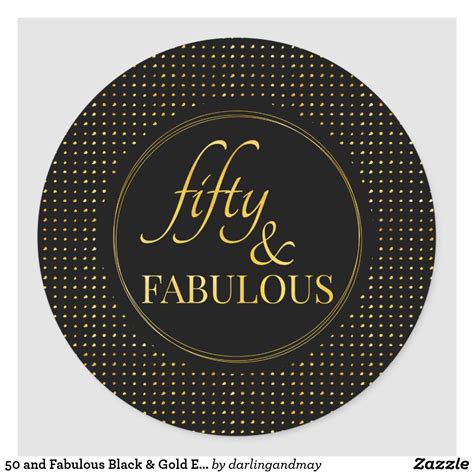 50 And Fabulous Sticker Elegant Black And Gold Theme For 50th Birthday