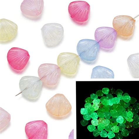 St Kunkka Pcs Acrylic Shell Beads Mermaid Ji Luminous Shell Beads