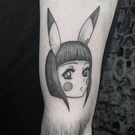 Tetování anime postavičky Pikatchu Hentai Pokemón na stehno Tetovani cz