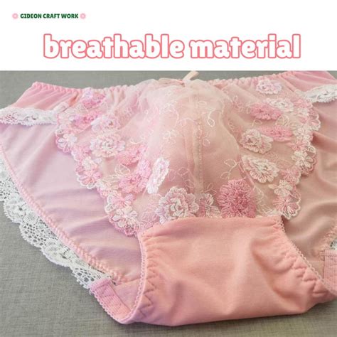 Sissy Pink Floral Embroidered Handmadepanties Men Lace Lingerie Femboy Sissy Underwear S To