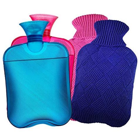 Azmed Hot Water Bottle With Cover Liter Natural Warm Compress And