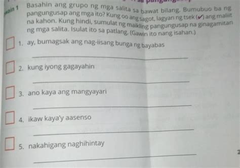 Solved In Basahin Ang Grupo Ng Mga Salita Sa Bawat Bilang Bumubuo Ba