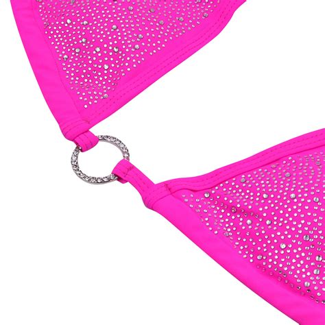 Snapklik Women Piece Sparkly Rhinestone Triangle Bikini Set