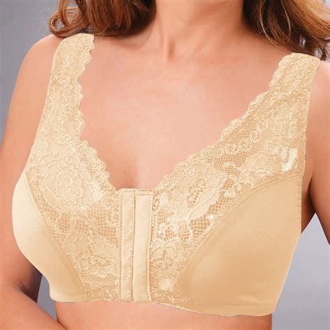 Lycaql Lingerie For Women Women Full Cup Thin Underwear Plus Size Front Button Wireless Sports