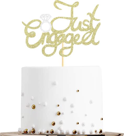 Amazon Sotpot 1 Pack Just Engaged Cake Topper Gold Glitter We Re