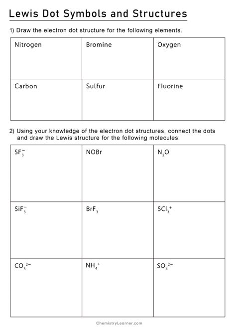 Free Printable Lewis Dot Structure Worksheets Worksheets Library