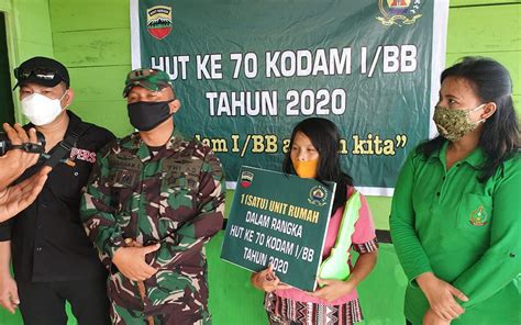 Peringati HUT Kodam I BB Dandim 0213 Nias Serahkan Rumah Program Rehab