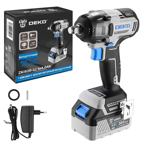 Гайковерт аккумуляторный бесщеточный DEKO ZKIS20-Li 20В 1x4Ач 400Нм 084 ...