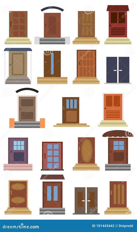Coleção De Portas De Entrada Fechados De Tipos Diferentes Ilustração Do
