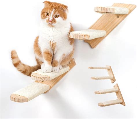 Natuya Cat Climbing Shelf Wall Mounted Cat Stairs Ladder 4 Steps