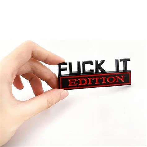 2pcs Black Red Fuck IT Edition 3D Emblem Badge Decals For Universal Car