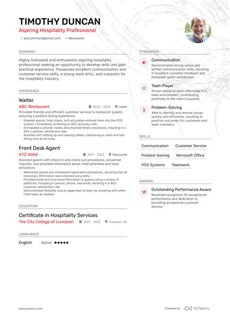 Hospitality Cv Examples For