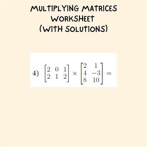 Matrix Multiplication Create And Color Worksheets Library