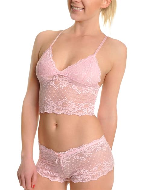 Angelina Angelina Lace Cami Top And Boxer Shorts Lingerie Set Set Walmart Walmart